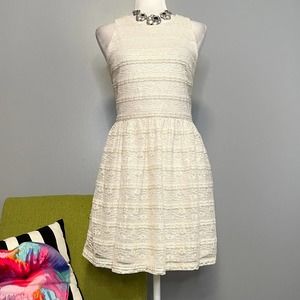 TOPSHOP White Gold Lace Fit and Flare Mini Cocktail Dress NEW 8